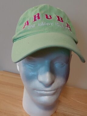 Aruba Embroidered Light Green Baseball Cap with Pink Accent